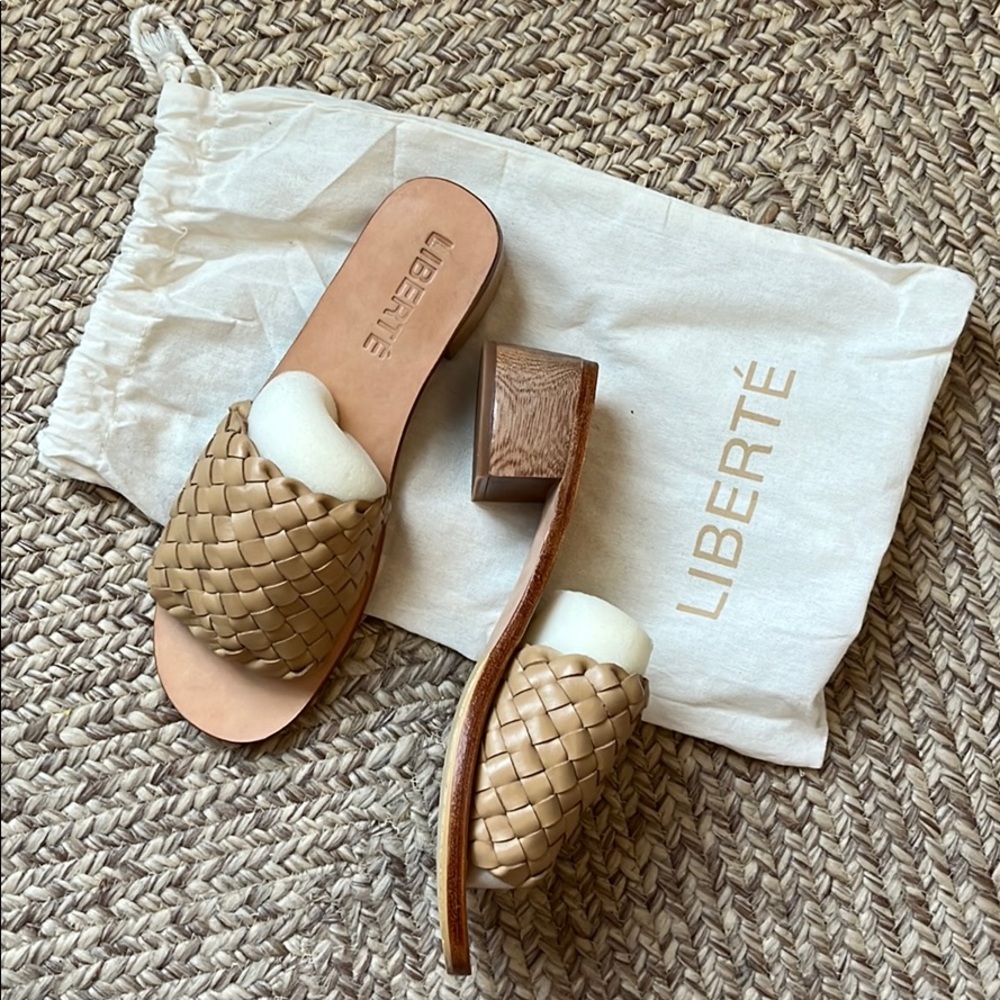 Liberté Santorini Woven Leather Mule Cream